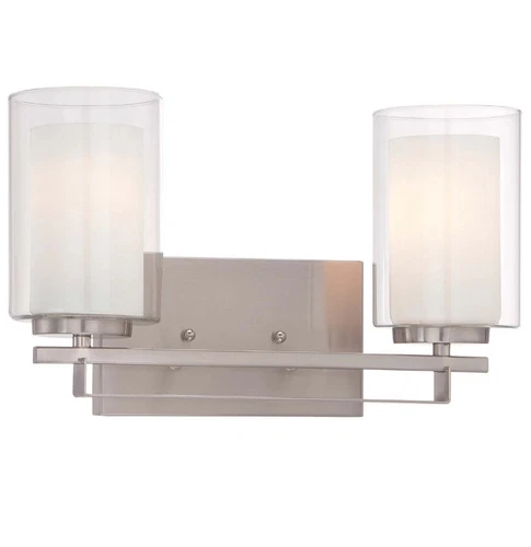 Minka Lavery Parsons Studio 2 Light Bathroom Vanity, Brushed Nickel - Picture 1 of 2