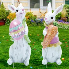 2 PCS Large Easter Decorations Outdoor Easter Yard Signs Easter Yard Decorati...