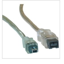 15 Feet 9 PIN/ 4PIN BILINGUAL FireWire 800, FireWire 400 Cable, Clear 330