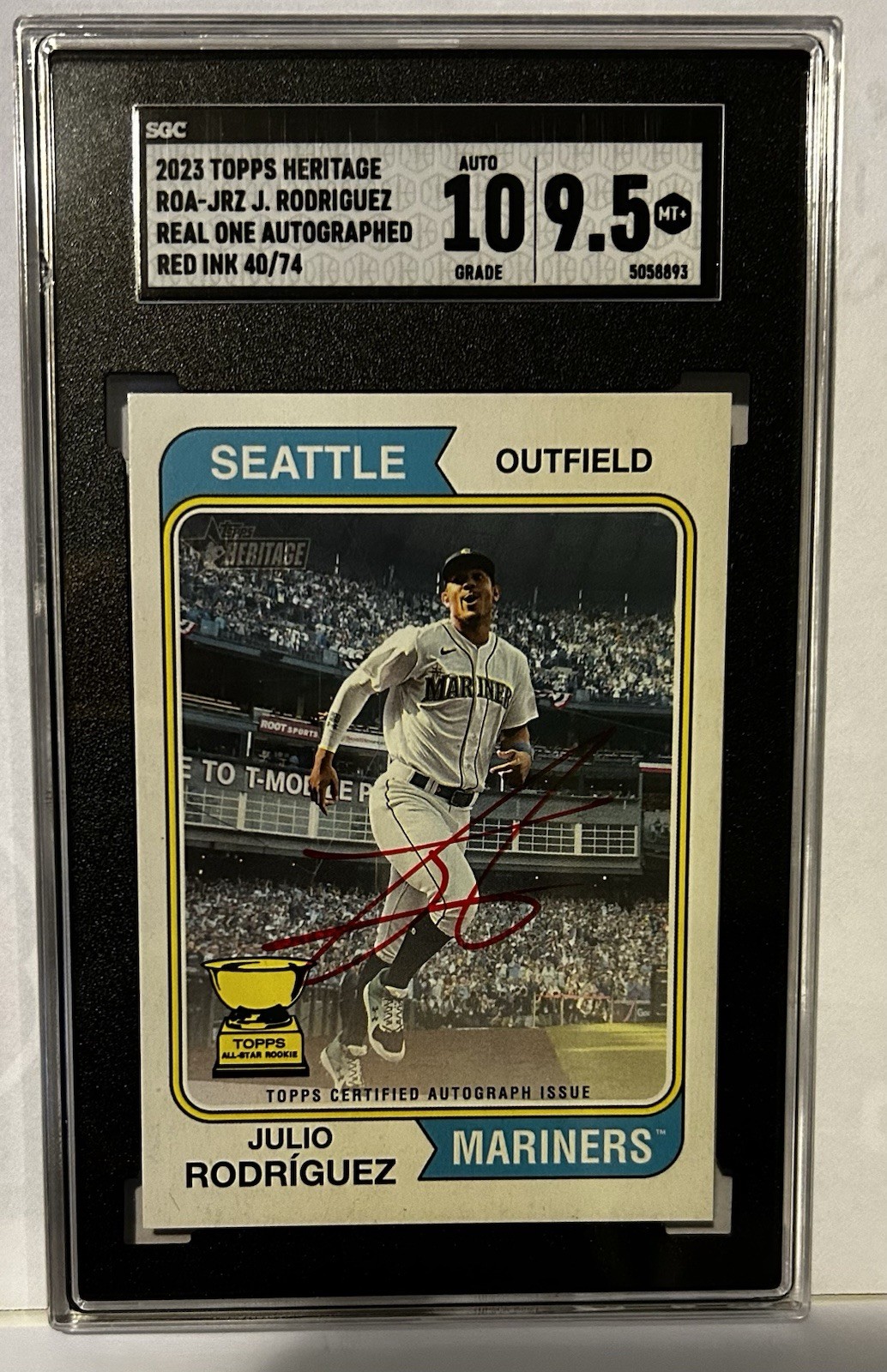2023 Topps Heritage Real One Autographs Julio Rodriguez #ROA-JRZ Red Ink 40/74
