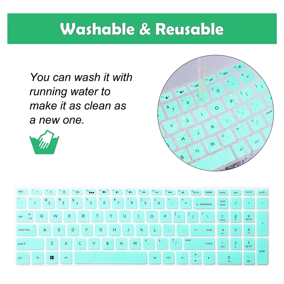 uxcell Keyboard Protector Skin Film Cover Turquoise for HP Pavilion 15 Laptop - Image 4 of 4