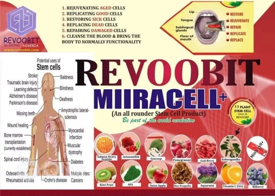 4 X Miira-cell+ by Revoobit International 24 Sachet Stem Cell