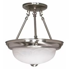 NUVO 60-200 2-Light 60W Incandescent Semi Flush Fixture, Brushed Nickel Finish