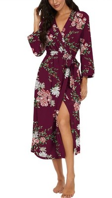 VINTATRE Women Kimono Robes Long Knit Bathrobe Lightweight Soft Knit Sleepwea...