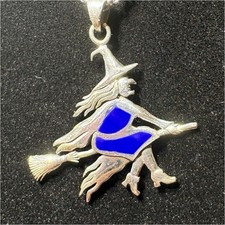 Witch On A Broomstick Pendant