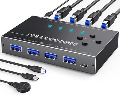 USB 3.0 Sharing Switch - 4 Computers Share - Buttons and Remote- 425-#1