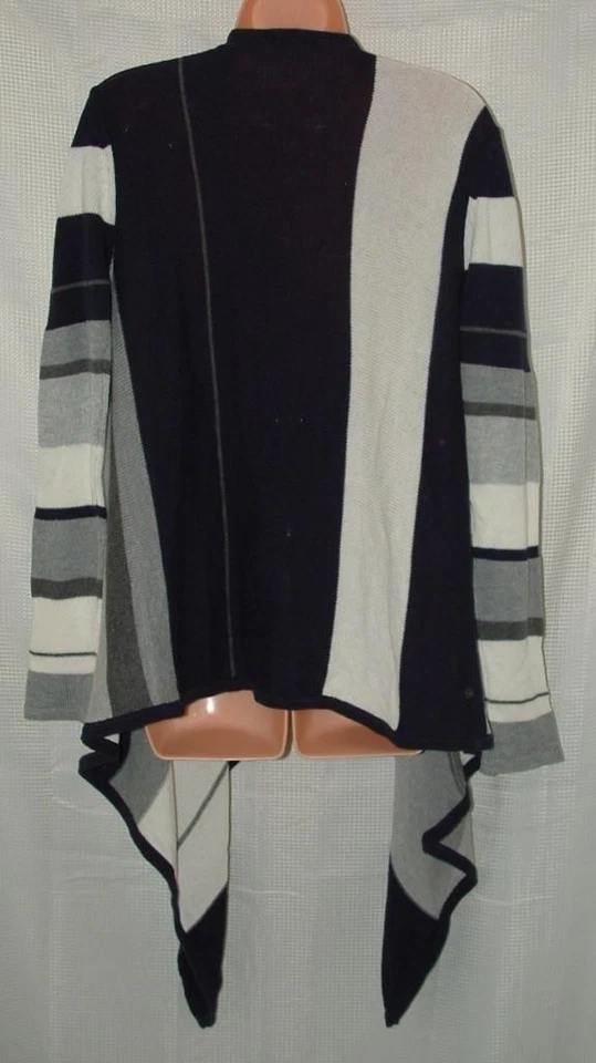 Suéter cárdigan abierto azul gris y blanco talla pequeña de algodón BOSTON APROPIADO Foto 2 de 2