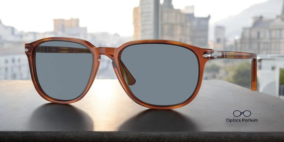 PERSOL PO3019S 96 56 Terra Di Siena Light Blue 55 mm Men's Sunglasses