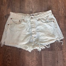 NEW RE/DONE x Levi s The Short Light Wash Sz 26 Distressed Cut Off Reconstructed