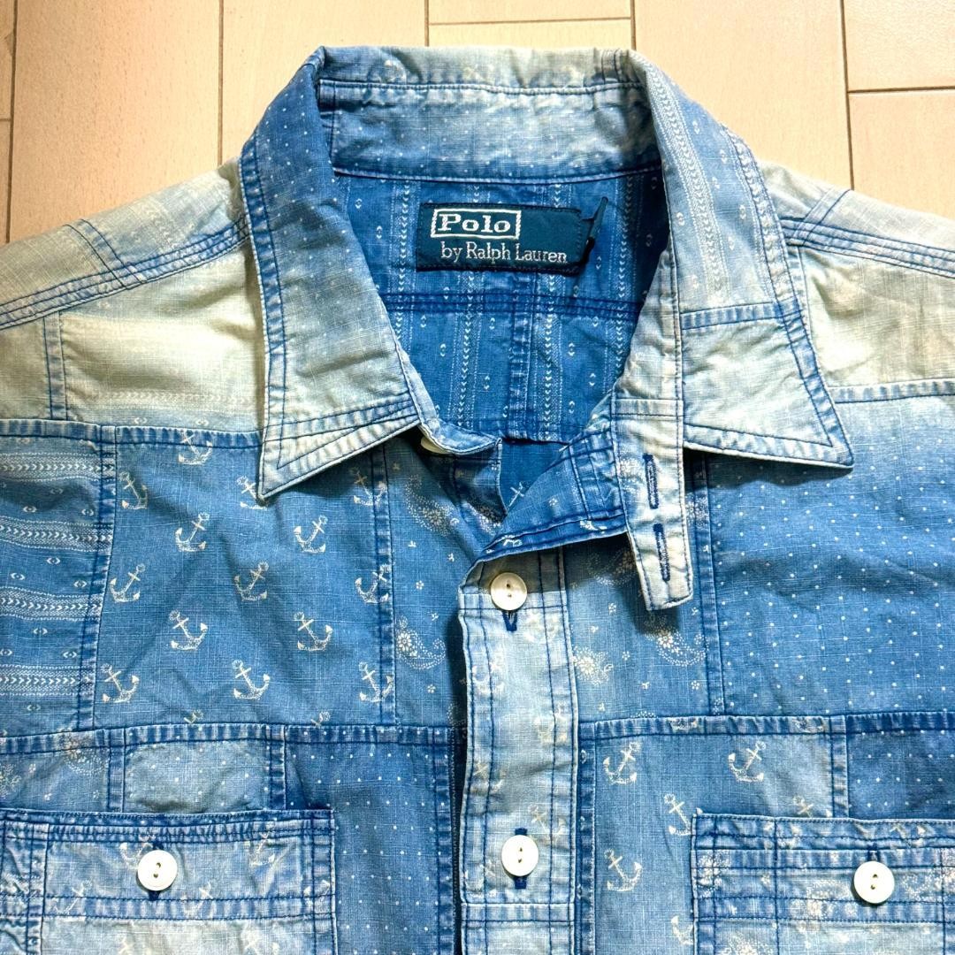 Ralph Lauren Double RL RRL Patchwork Chambray Shi… - image 5