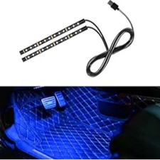 Car LED Strip Light, 24 LED RGB Neon Interior Atmosphere Lights, 12V USB Blue
