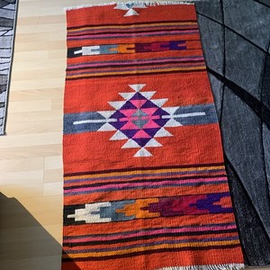Antique American Mexican Indian handmade wool Blanket 30x60” 