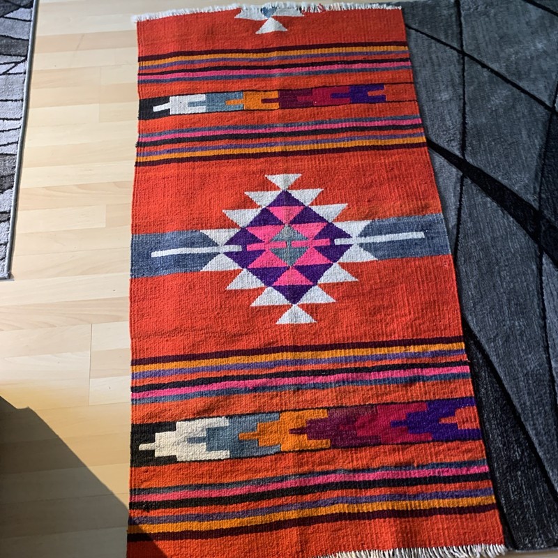 Antique American Mexican Indian handmade wool Blanket 30x60” 
