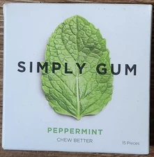 Simply Gum-Chewing Gum, Peppermint, 15 Pieces (Exp: June 28, 2026)