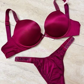 Victoria's Secret Bombshell 2 cups Push Up Bra Set shine panties Fresh Jam 94O6