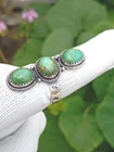 Handmade Sterling Silver Triple Turquoise Ring Bohemian Statement Jewelry Gifts