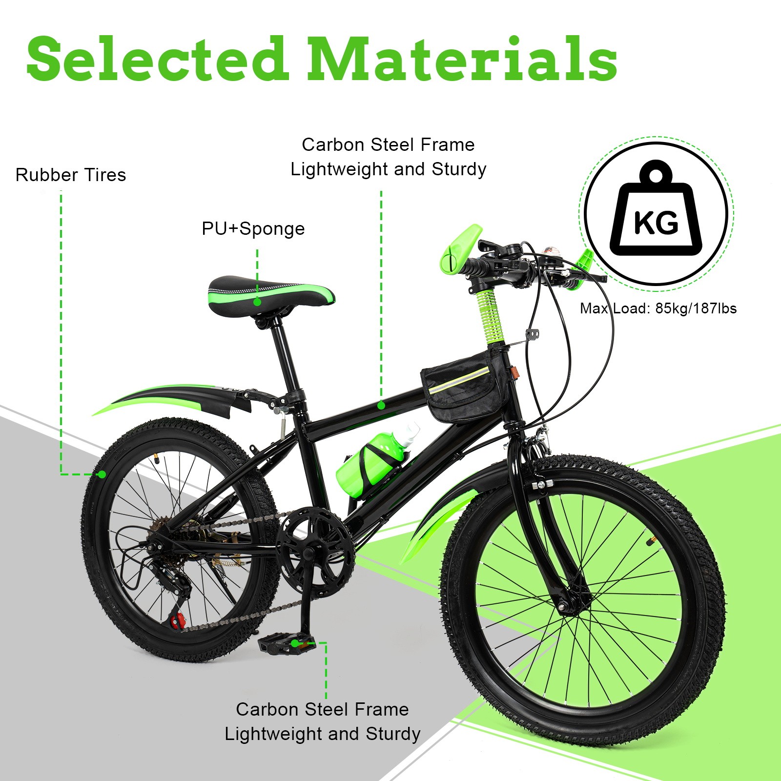 20 Inch Child Bike Mountain Bike High Carbon Steel Bicycle 7-Speed City Bike