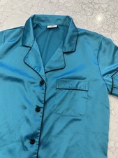 Women  s Satin Pajama Set Turquoise Size Small Preowned Excellent Condition