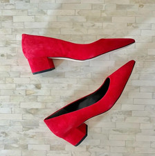 Via Spiga Red Suede Heels Classic Pointed Toe- size 7 womens