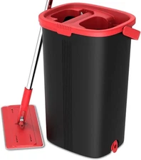 Tethys Flat Floor Mop and Bucket Set for Professional Home Floor Cleaning System