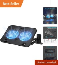 Laptop Cooling Pad with 2 Fans, Adjustable Stand USB Ports - For 10-15.6 La...
