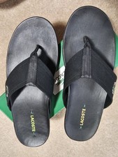 Lacoste Mens "Drift Men" Black Flip Flops/Sandals Size 13 Leather/cloth