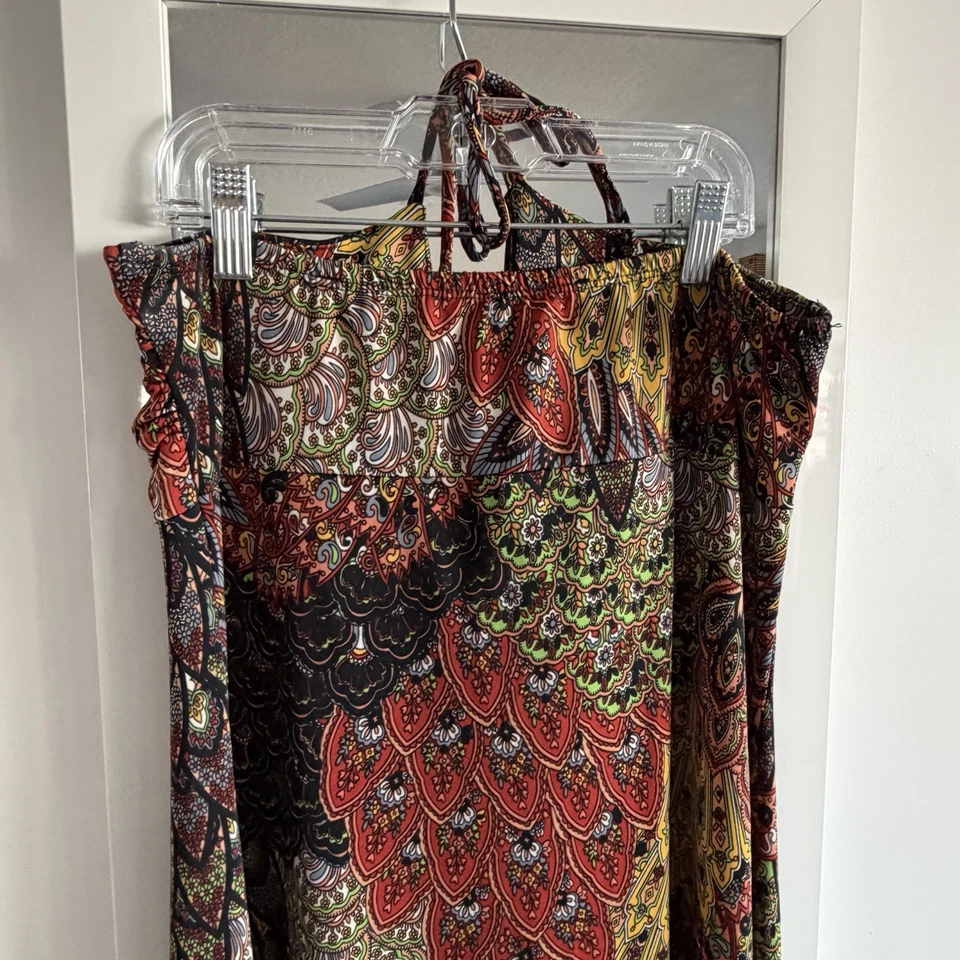 Boho Multi Color Beach Dress Swim Cover Up Maxi Juniors XL - Image 4 of 4