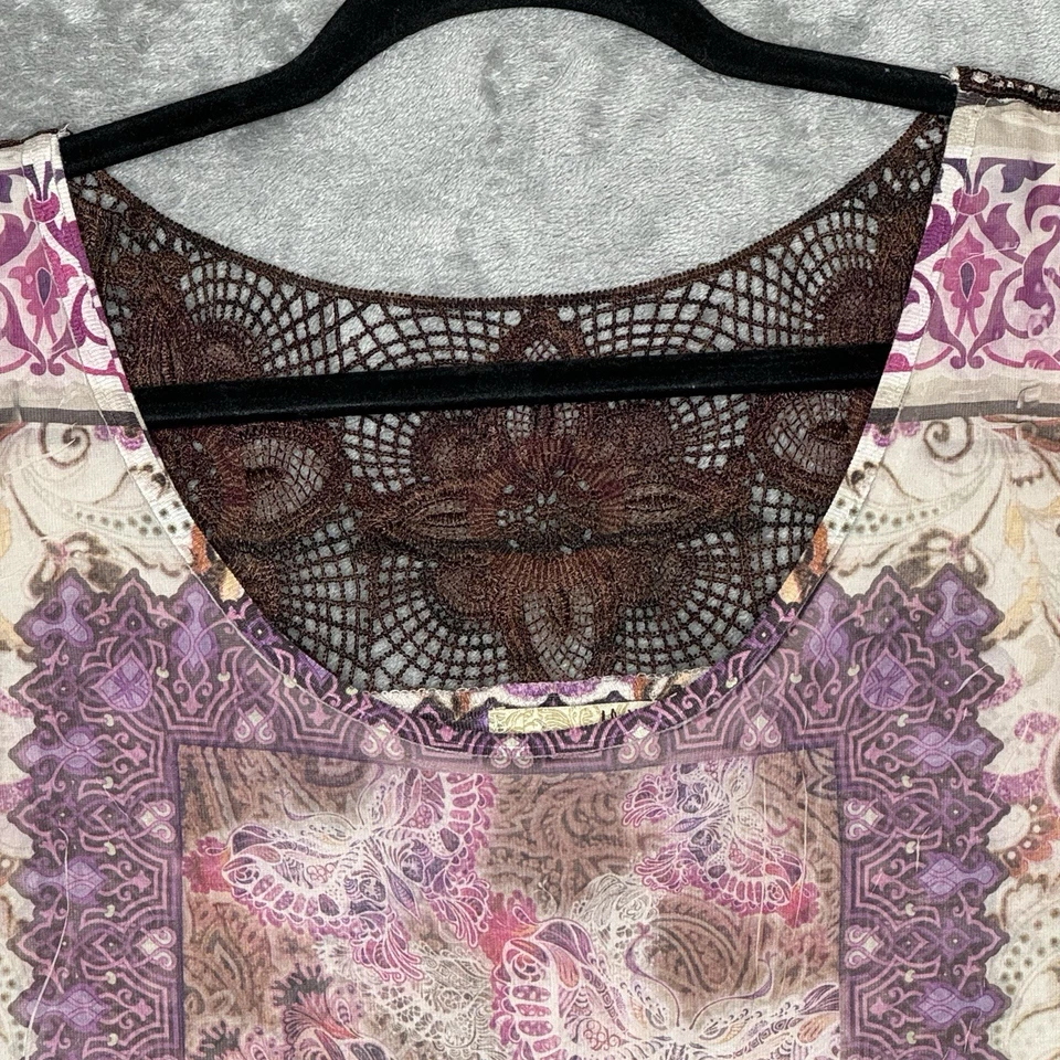 Camisa Top One World XL Tostada Púrpura Cachemira Sin Mangas Cuello Redondo Túnica Aymatrical Foto 3 de 4