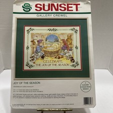 1993 Sunset Dimensions Kit Joy of the Season Gallery Crewel Made In USA OPEN