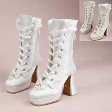 1/3 SD Girl BJD Shoes Squared-toe High-heeled Boots Ribbon Shoelace Lace Deco