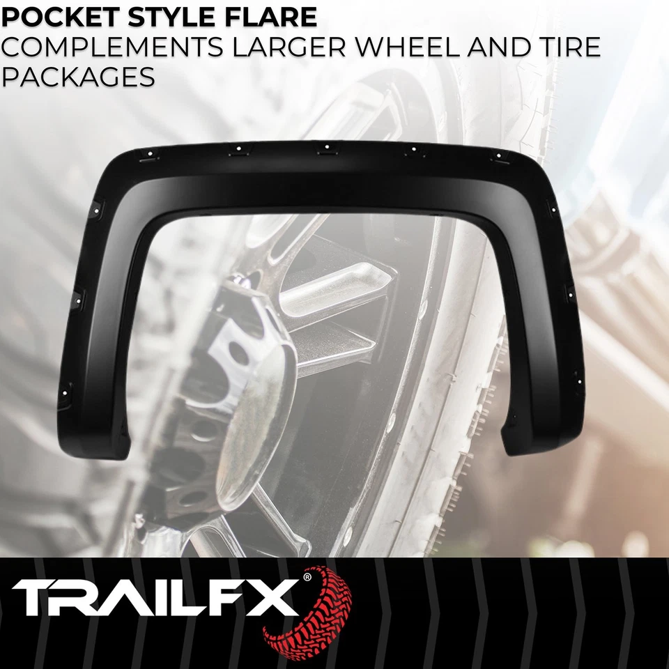 For Chevy Silverado 3500 HD 15-19 Smooth Black Front & Rear Fender Flares - Image 2 of 4