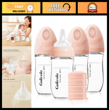 Natural Glass Baby Bottles Set 4 Pack - Newborn Breastfeeding, Anti-Colic, 5 oz,