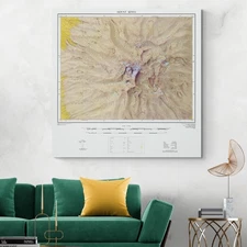 1957 Topographical Map of Mount Kenya – Volcano Elevations & Terrain Print