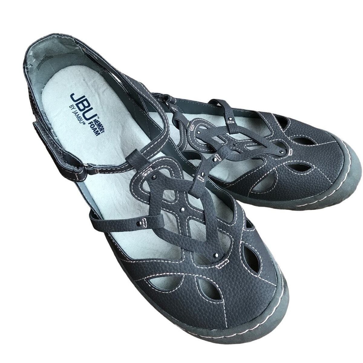 JBU by Jambu Sydney Sandals Gray and Pink Vegan Leather Adjustable size 10