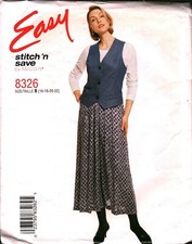 8326 Vintage McCalls SEWING Pattern Misses Lined Vest Pull on Skirt UNCUT Easy