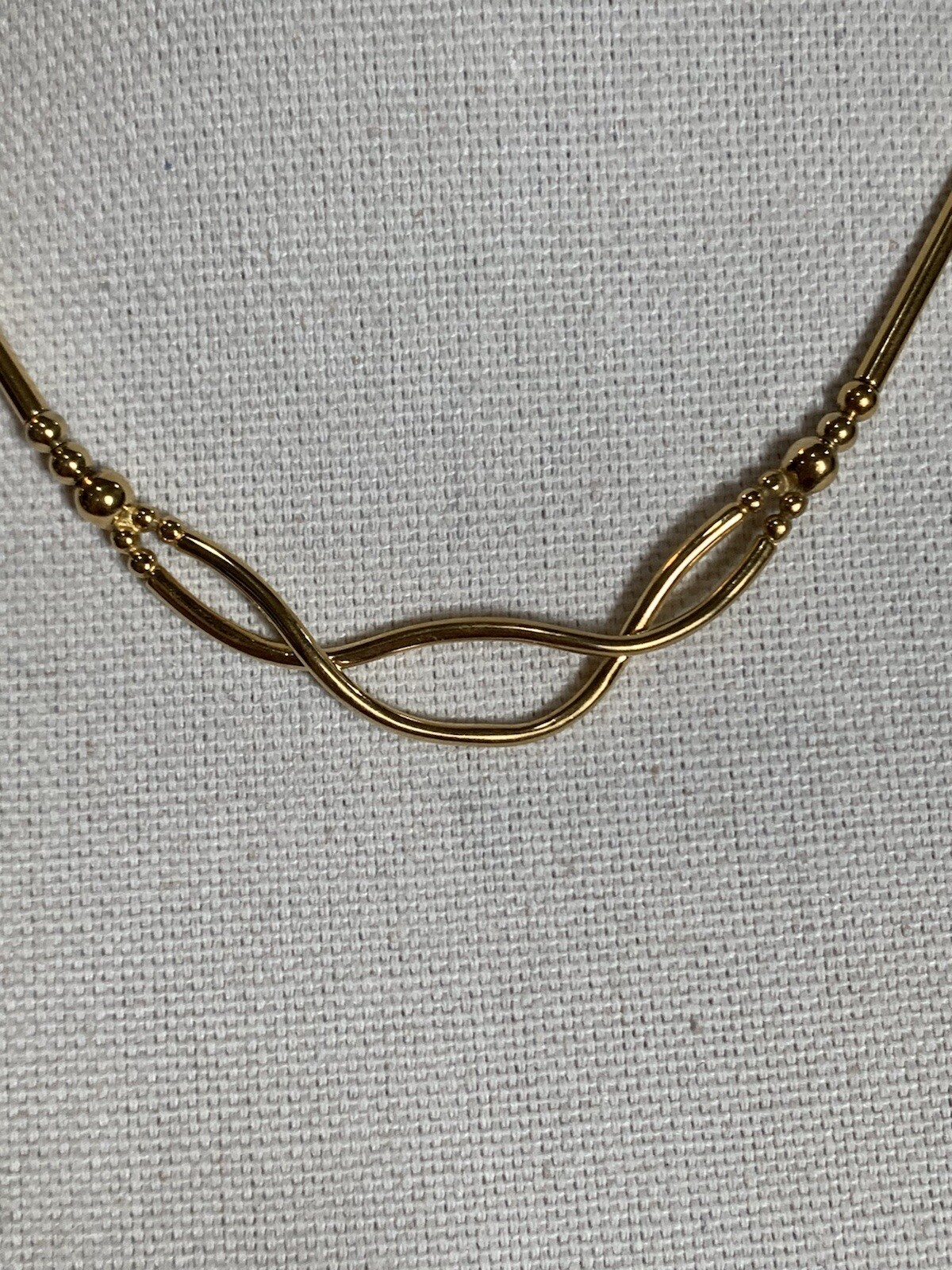 Vintage Gold Tone Crossover Choker With Tubular A… - image 2