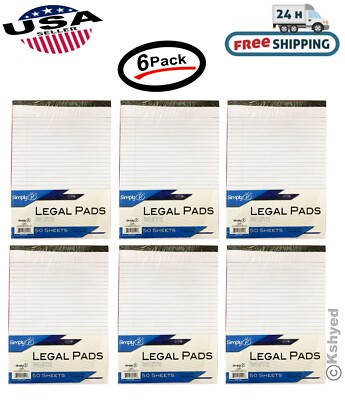 Legal Note Pads Writing Pads 8-1/2''X11-3/4'' Wide Ruled White Paper (6 Pack) -New