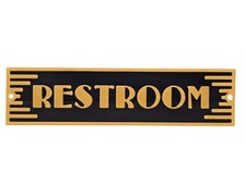 Plastic Art Deco Restroom Bathroom Toilet Powder Room Washroom Door Sign Plaque