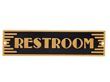 Plastic Art Deco Restroom Bathroom Toilet Powder Room Washroom Door Sign Plaque 