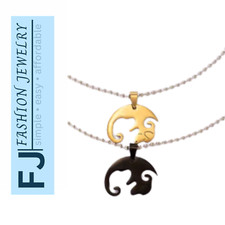 Couple Cute Creative Stainless Steel Dog Pendant Splicing Design Necklace Set