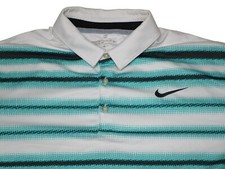 Nike Golf Men's Size - XL Standard Fit Green Striped Performance Golf Polo