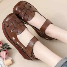 Genuine Leather Shoes Women Ballet Flats Black Ladies Loafers Elderly Flat Shoes