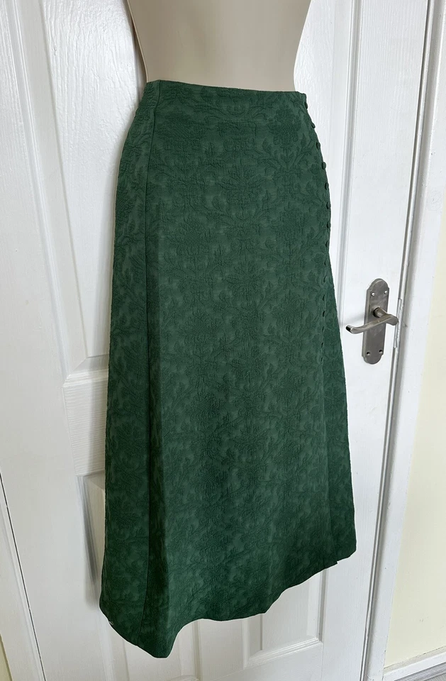 Nueva con etiquetas Falda Midaxi para mujer La Redoute verde botón EU 38 UK 8-10 correo gratuito Foto 2 de 4