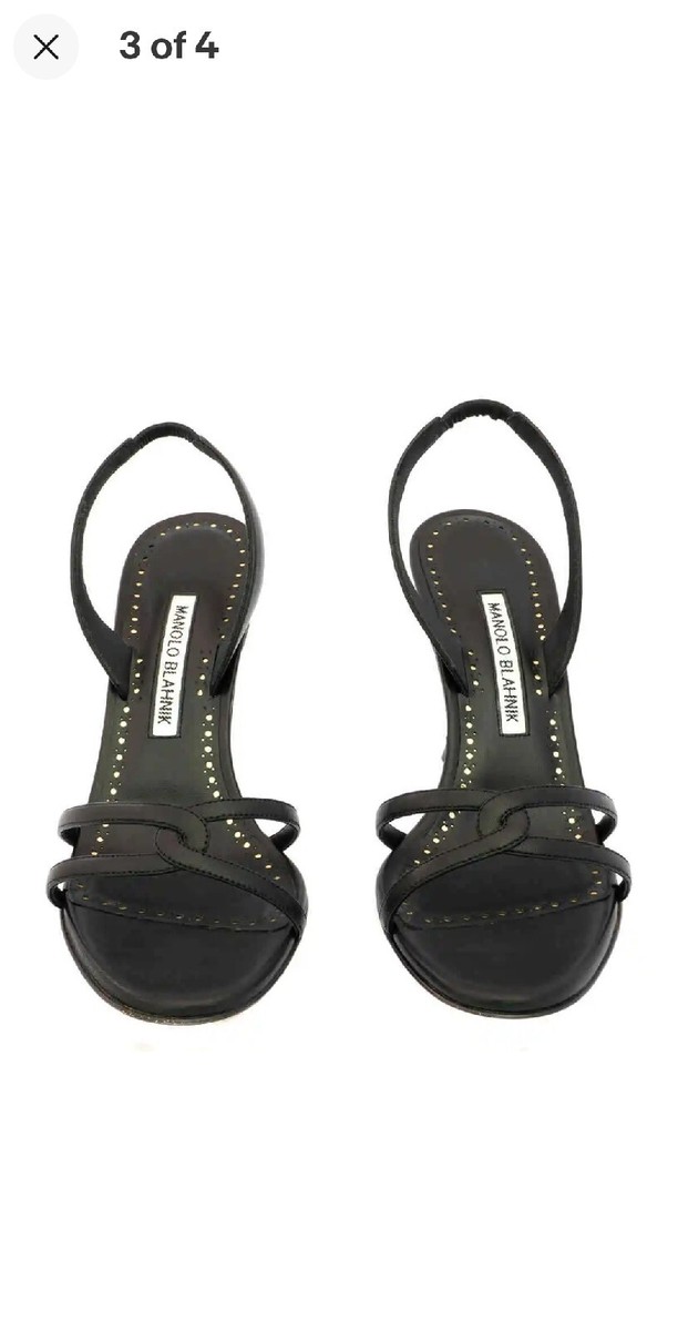 Manolo Blahnik Ladies Racita Nappa Leather Slingback Sandals