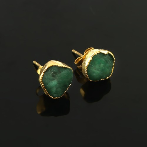 Natural Gemstone Rough Crystal Stud Earrings Fashion Women Jewelry Gift for her - Picture 36 of 61