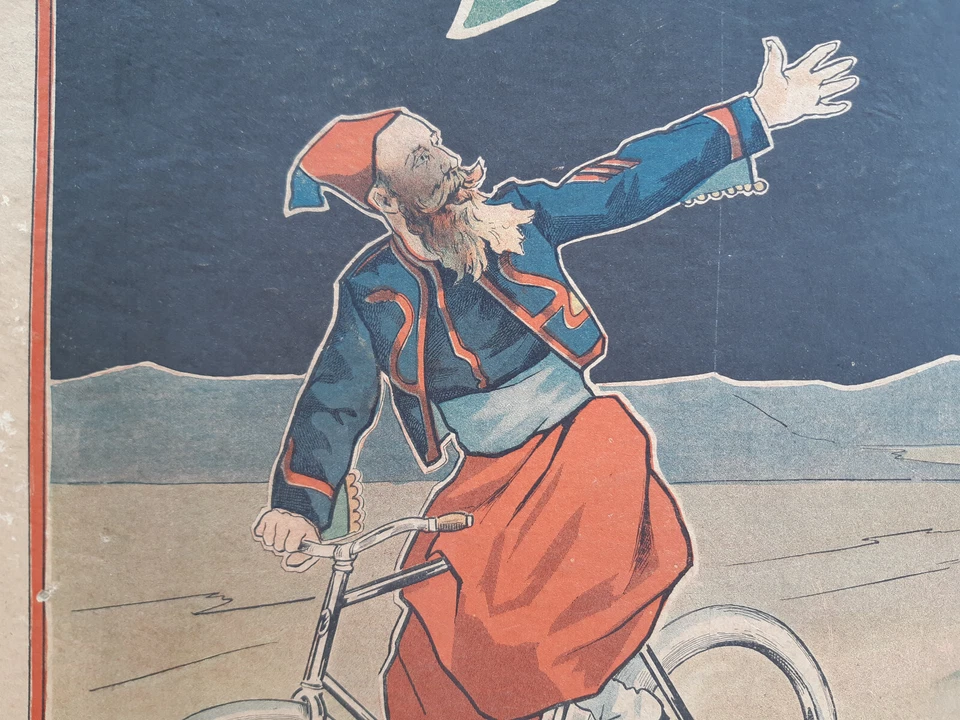 Ancien carton publicitaire Cycles & Automobiles HURTU désert Sahara ZOUAVE Rueil - Photo 3/4