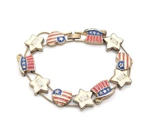 Vintage USA American Flag Slider Bracelet Pride Democrat Republican Election