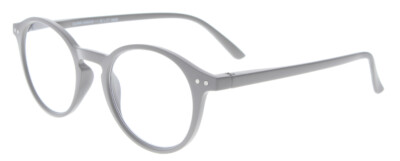 Runde Panto-Fertiglesebrille QUINN in mattem Grau mit Federscharnier NEU