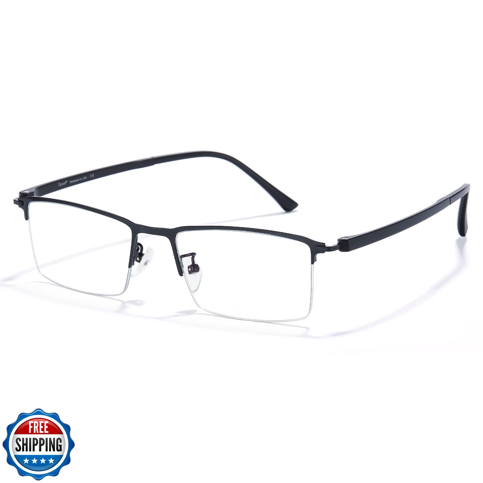 Cyxus Semi-Rimless Blue Light Blocking Glasses for Men with Crystal Clear UV Protection Lenses-image