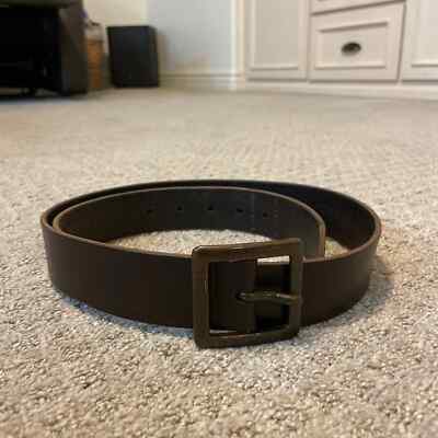 Cuir Veritable Brown Leather Belt With Brass Buckle Large